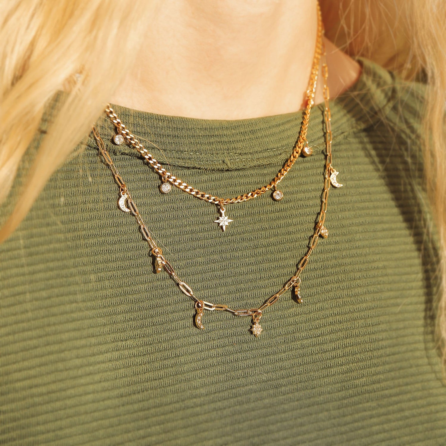 Moon & Compass Star Necklace